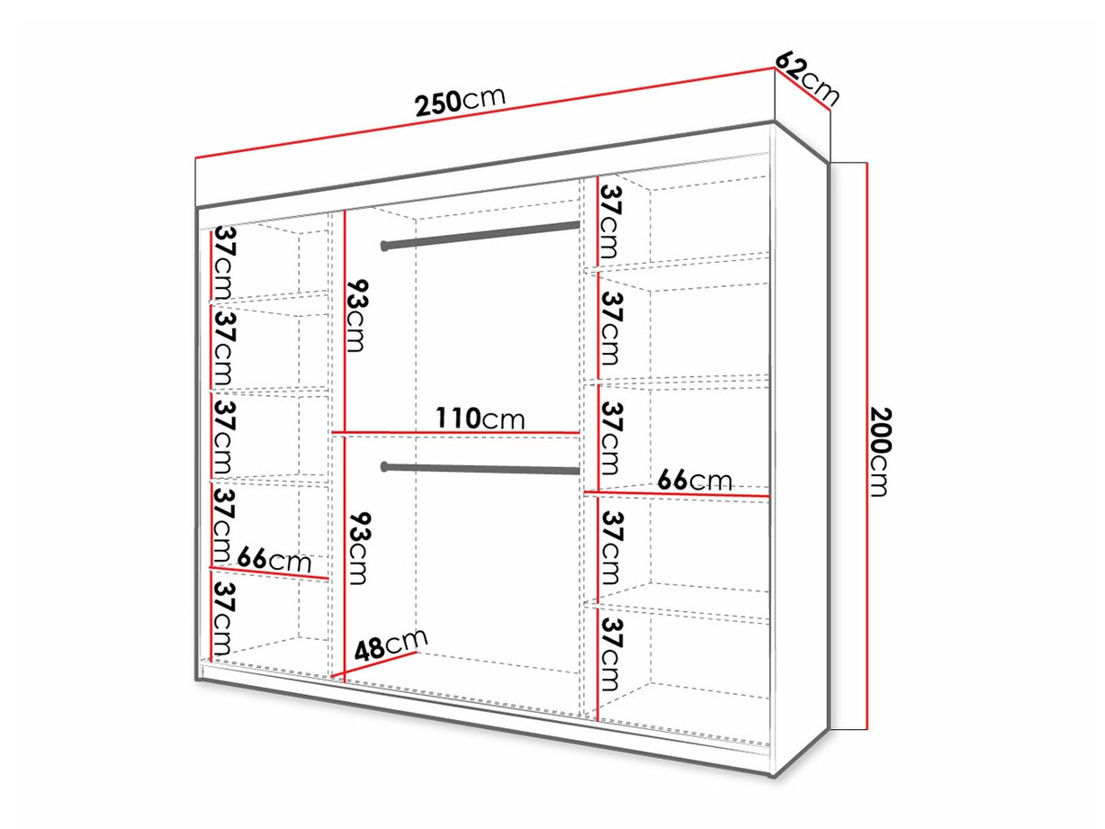 Kledingkast Hartford 316 (Zwart + Artisan eiken)