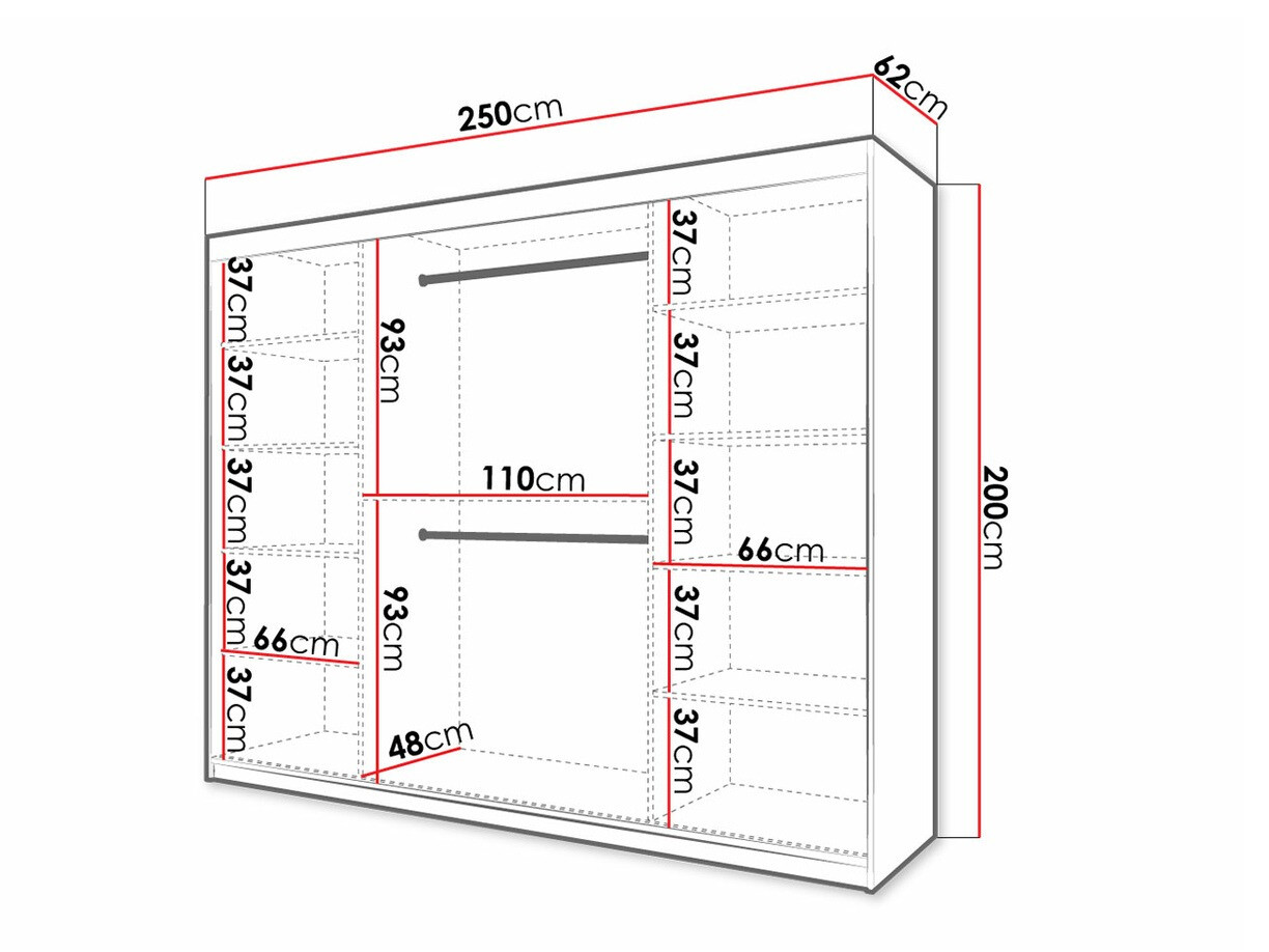 Kledingkast Hartford 317 (Zwart + Artisan eiken)