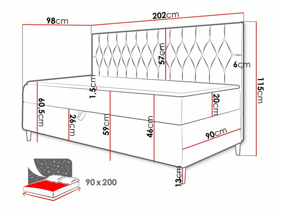 Boxspring Baltimore 166 (Soft 017 + Fresh 8)
