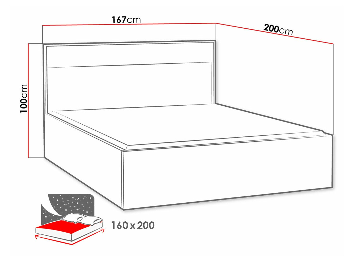Bed Etrmoni 113 (Licht hout + Eiken)