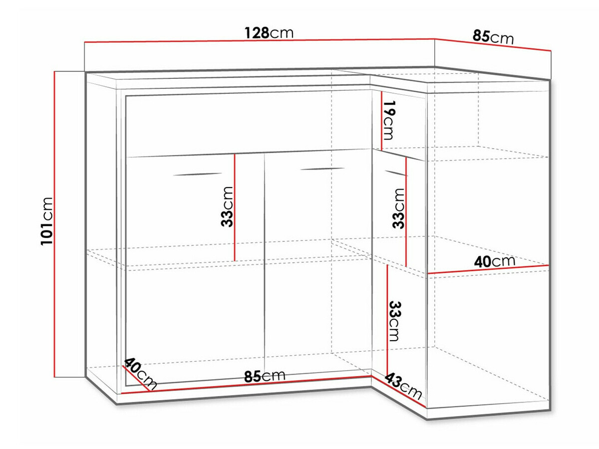 Hoekladekast Etrmoni 106 (Licht hout + Eiken)