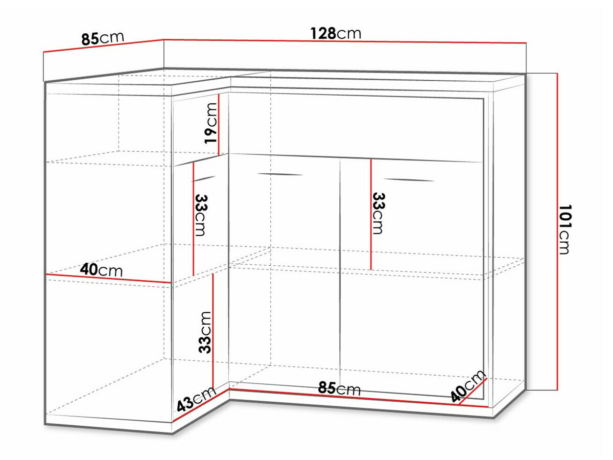 Hoekladekast Etrmoni 121 (Licht hout + Eiken)