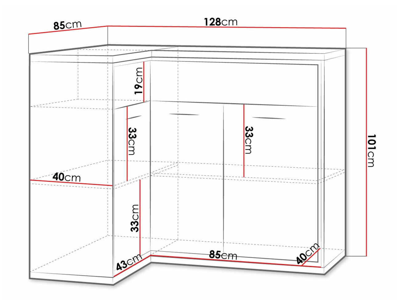Hoekladekast Etrmoni 121 (Licht hout)