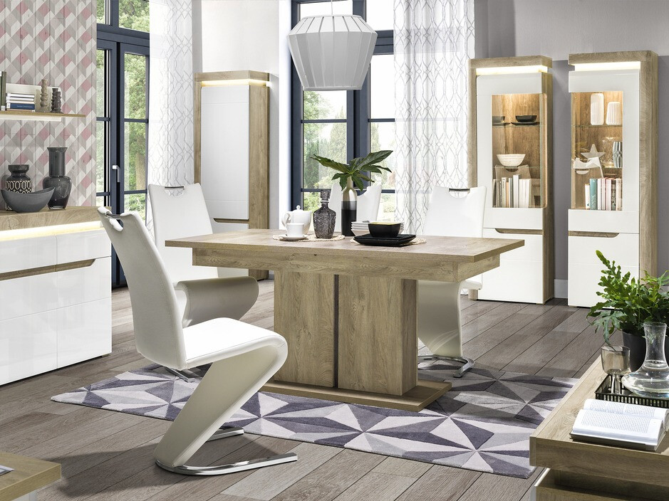 Boekenkast Revelmi 105 (Eiken + Glanzend wit)