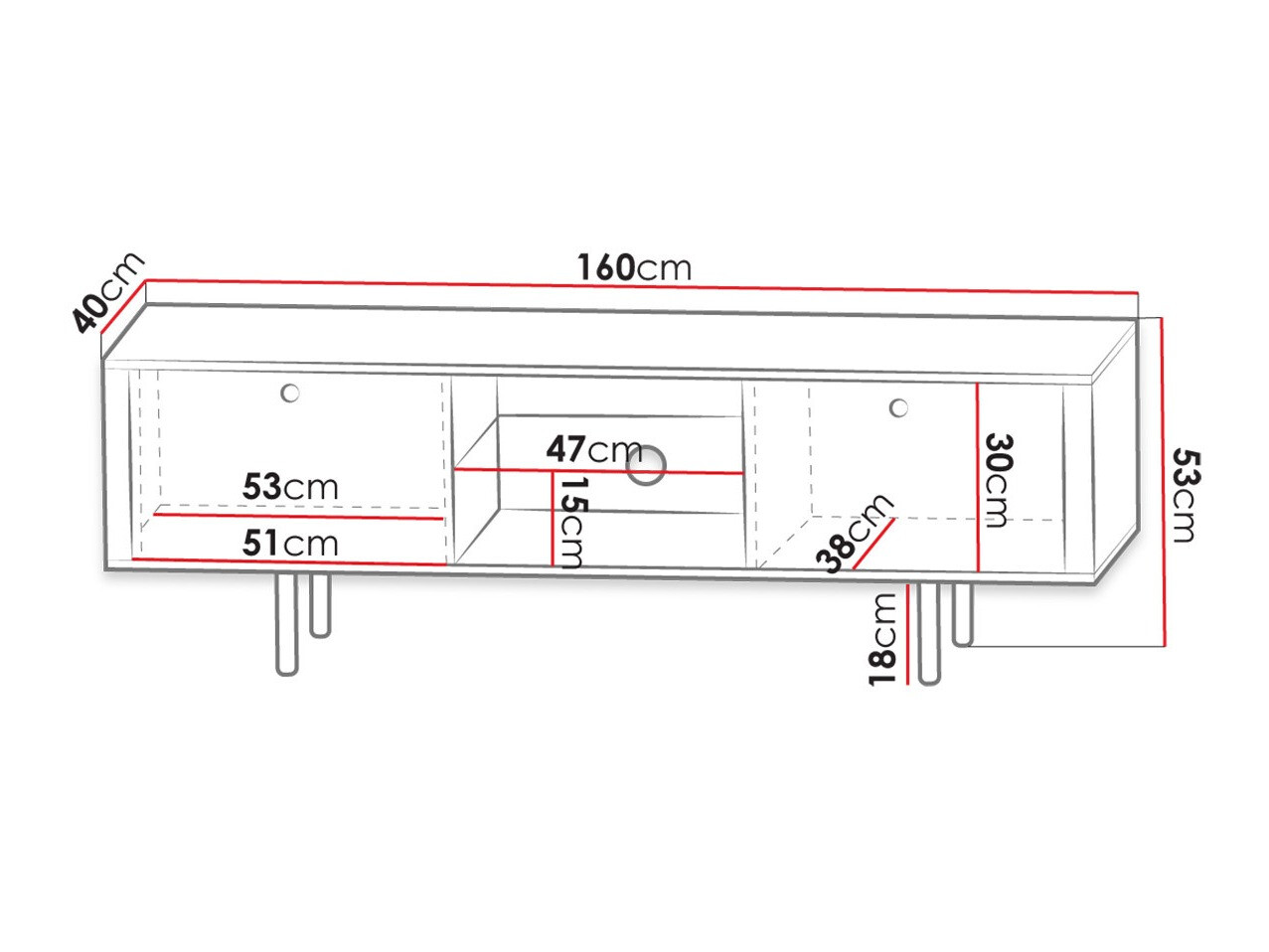 TV-meubel Merced 110 (Wit + Glanzend wit)