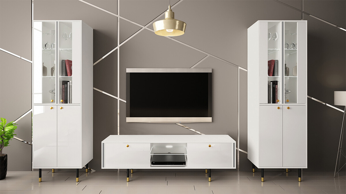 TV-meubel Merced 110 (Wit + Glanzend wit)