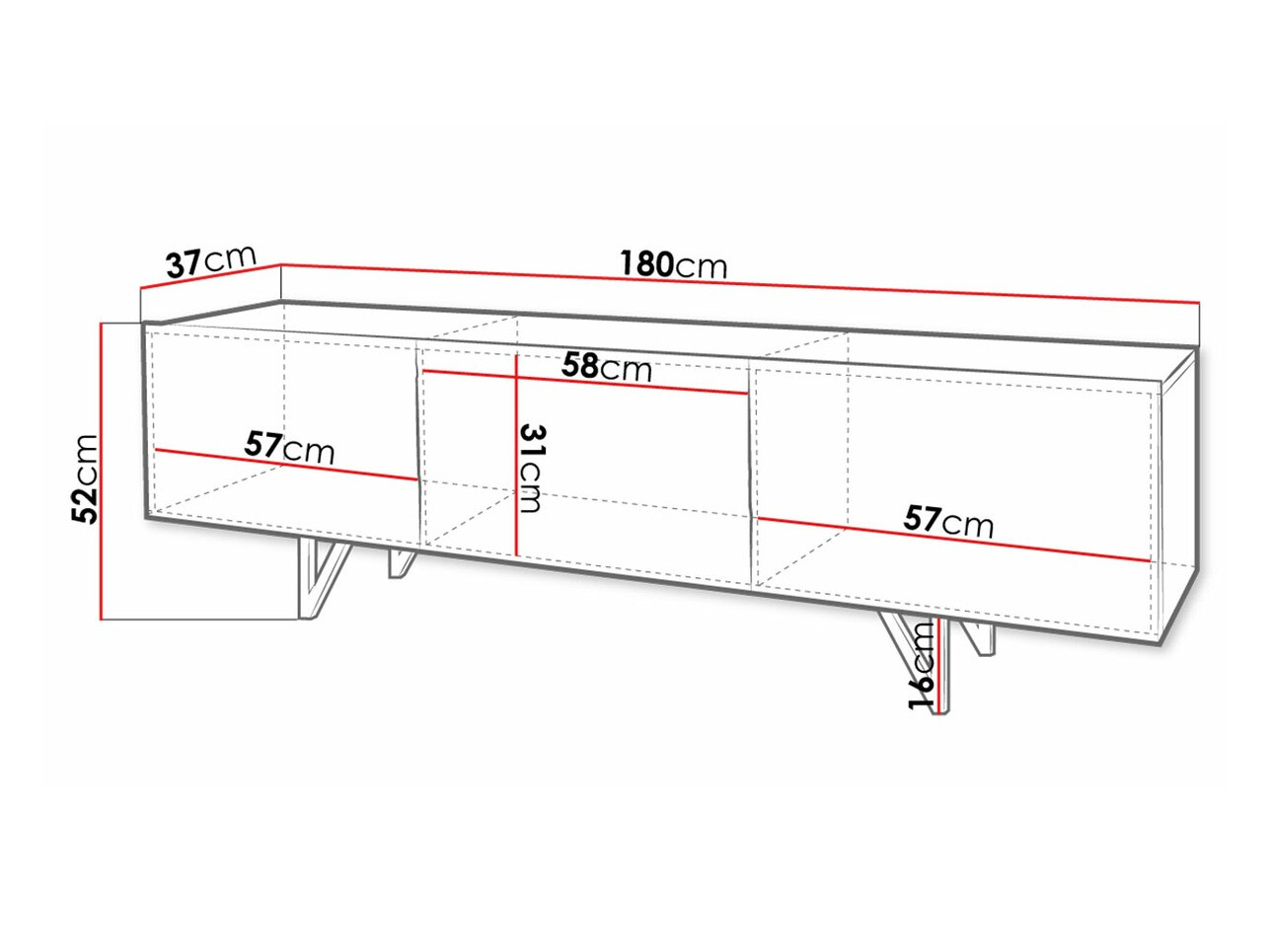 TV-meubel Audis (Wit + Glanzend wit)