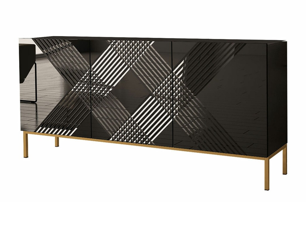 Dressoir Levelbu 101 (Zwart + Glanzend zwart)