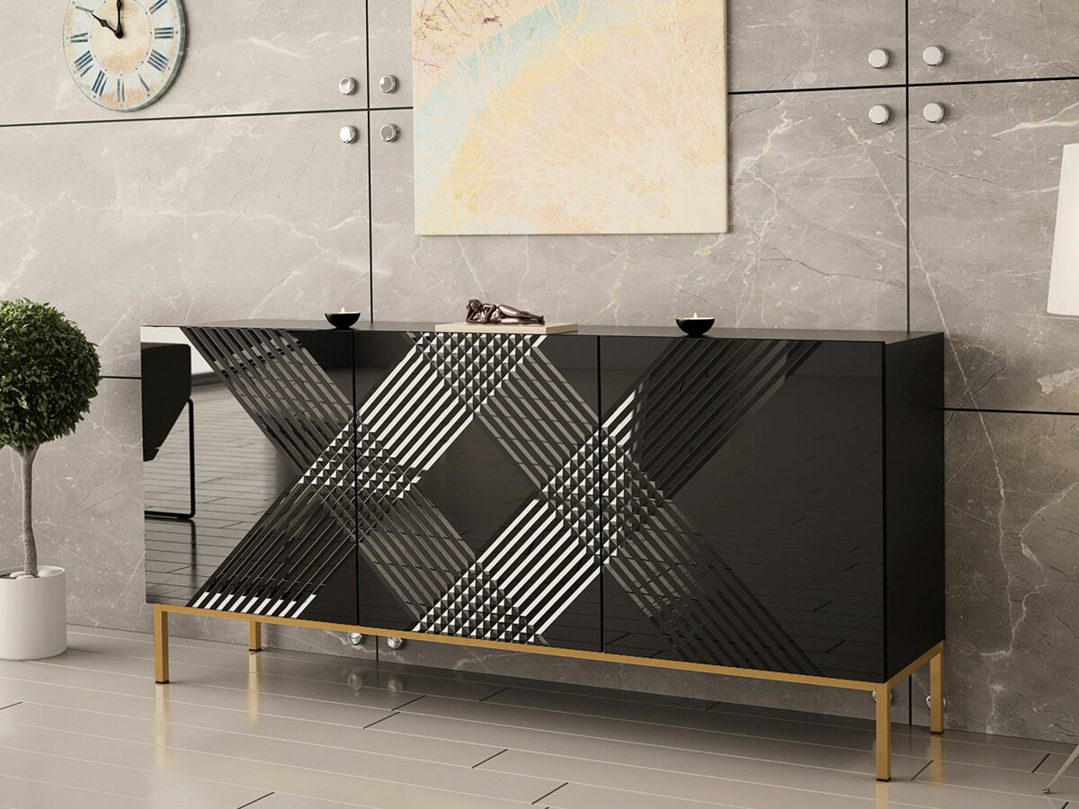 Dressoir Levelbu 101 (Zwart + Glanzend zwart)