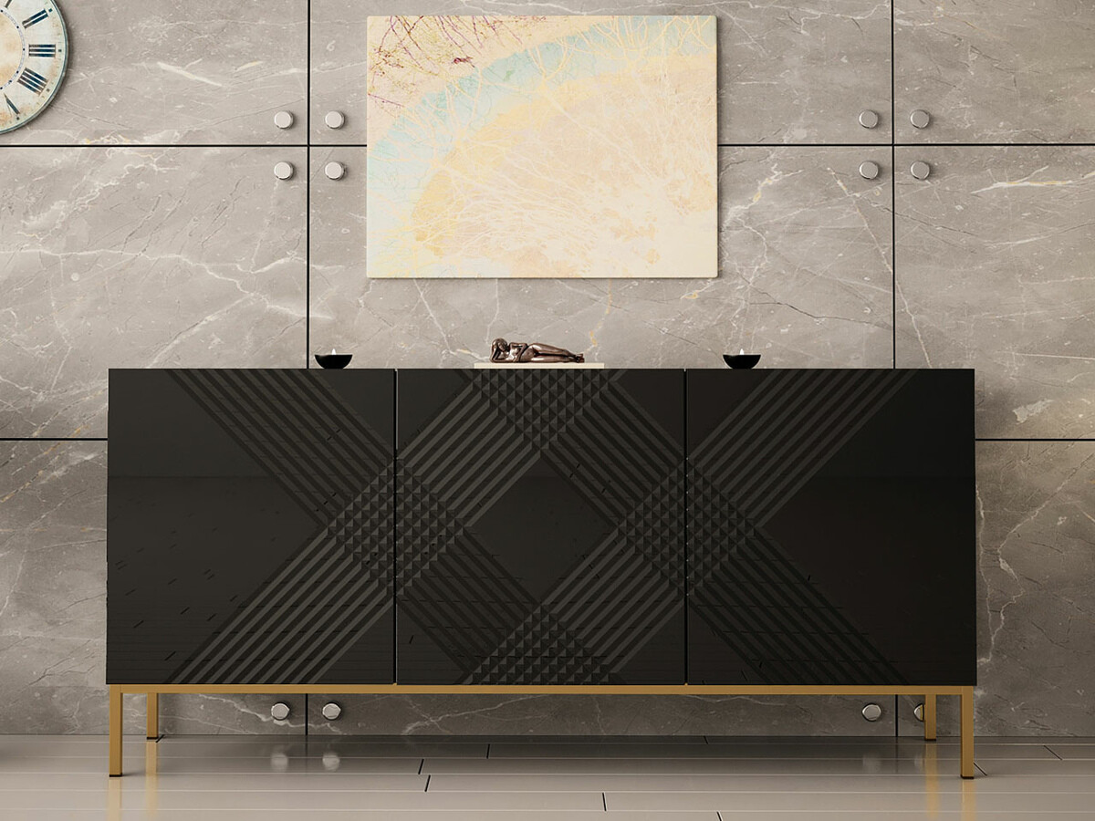 Dressoir Levelbu 101 (Zwart + Glanzend zwart)