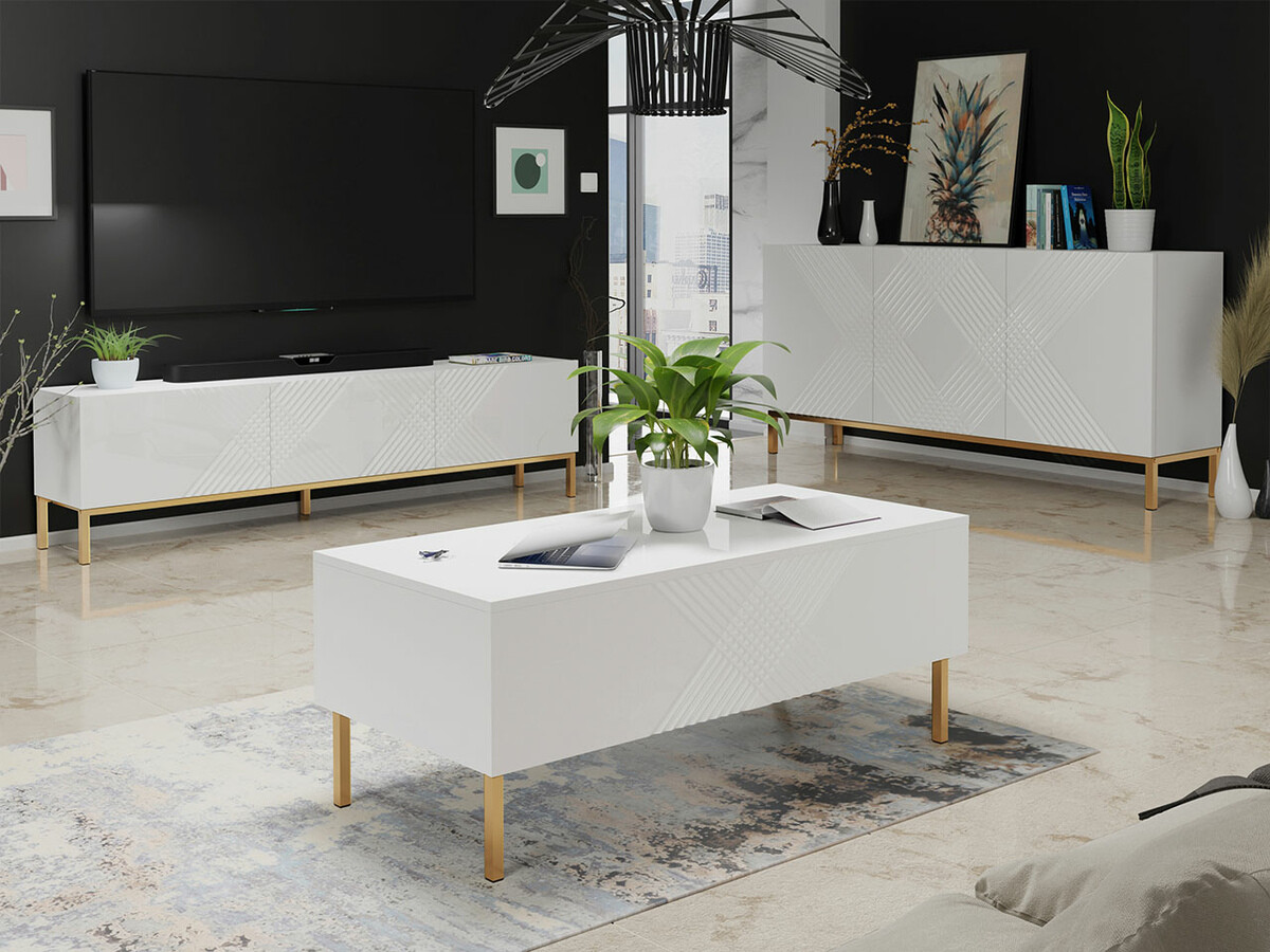 TV-meubel Levelbu 103 (Wit + Glanzend wit)