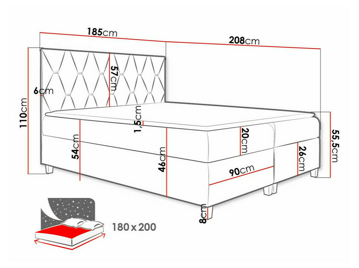 Boxspring Baltimore 176 (Fresh 8)