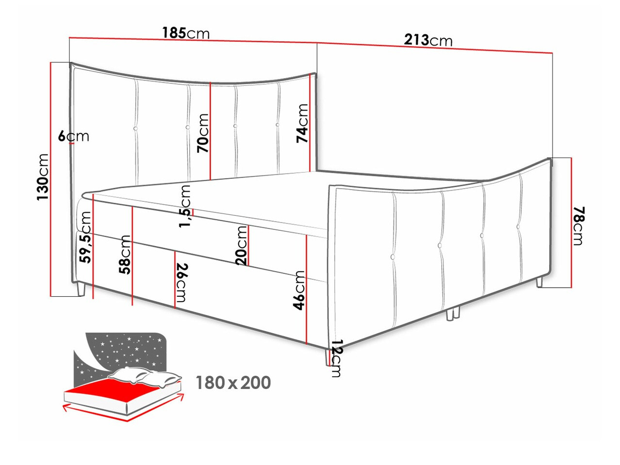 Boxspring Baltimore 177 (Fresh 4)