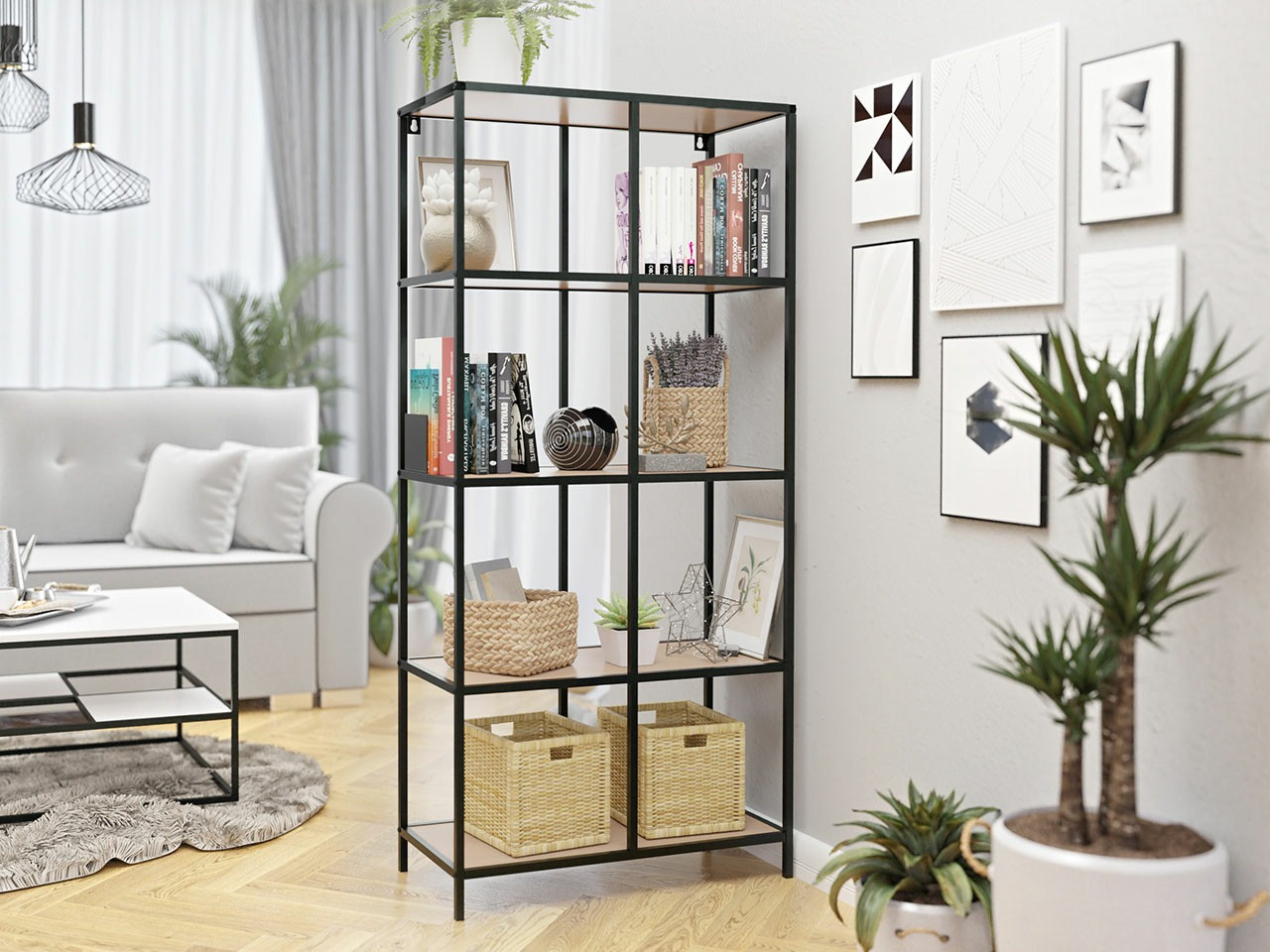 Boekenkast Richardson A106 (Zwart + Bruin)