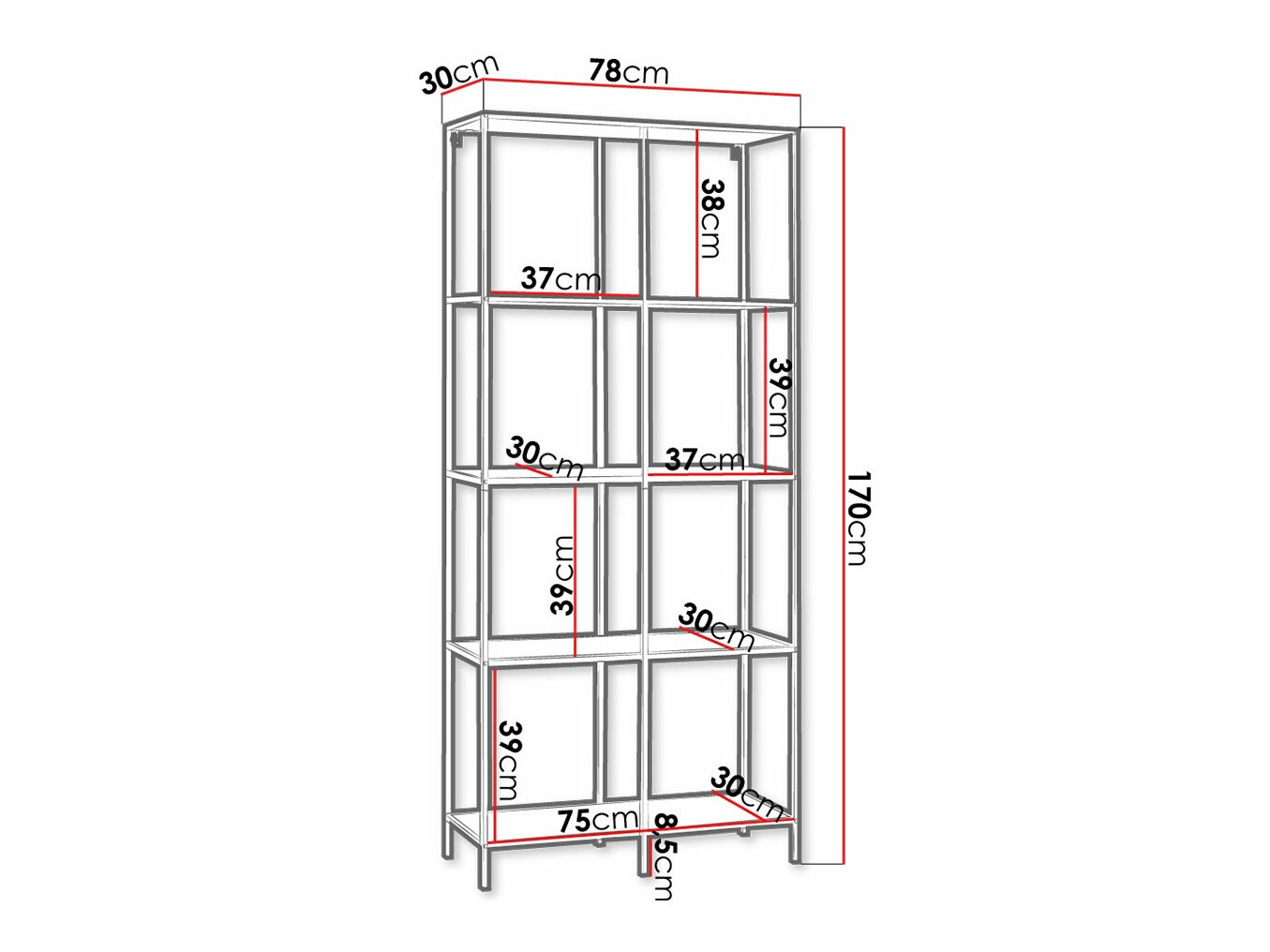 Boekenkast Richardson A106 (Zwart + Bruin)