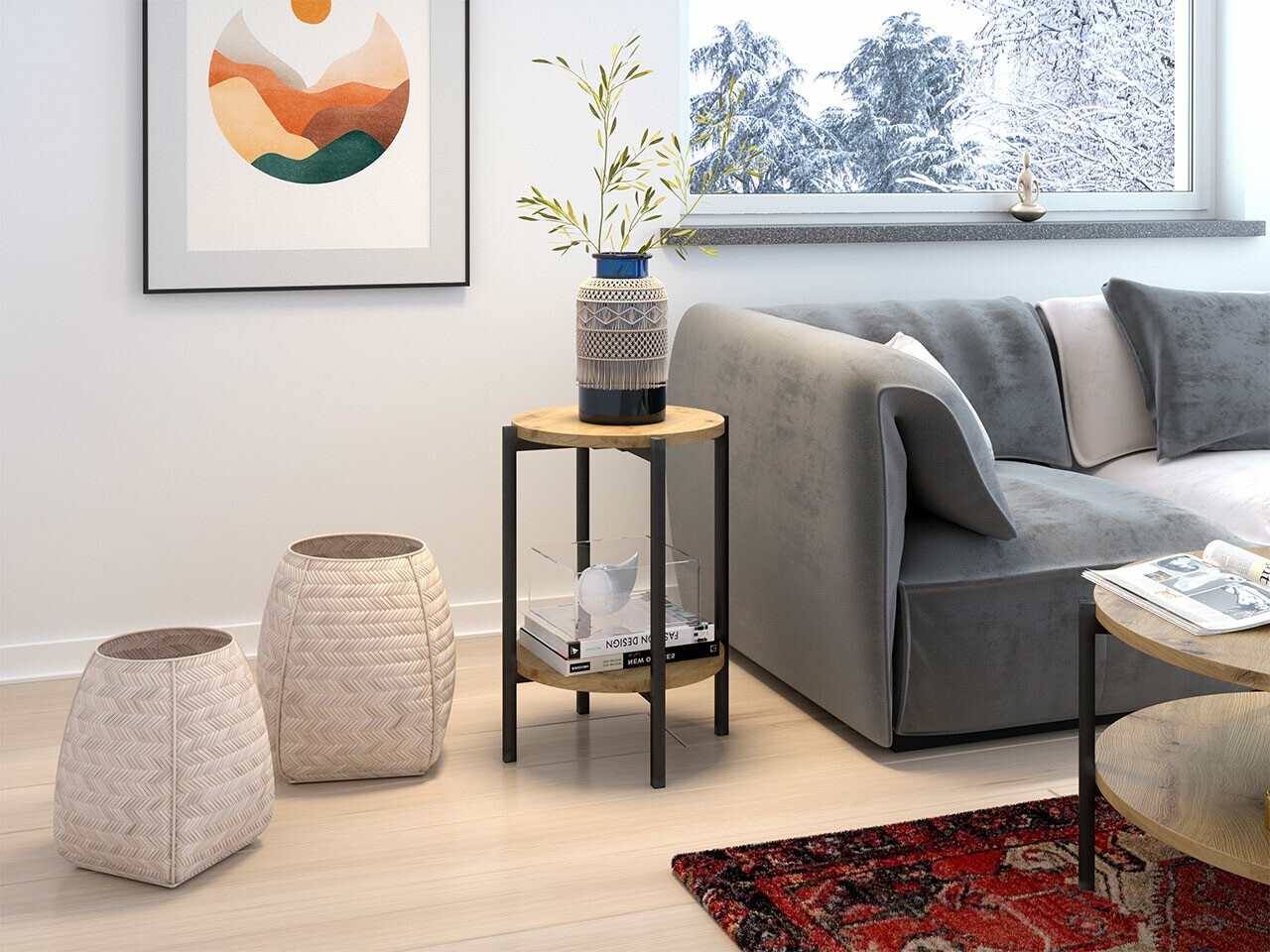 Bijzettafel Comfivo 221 (Artisan eiken + Zwart)