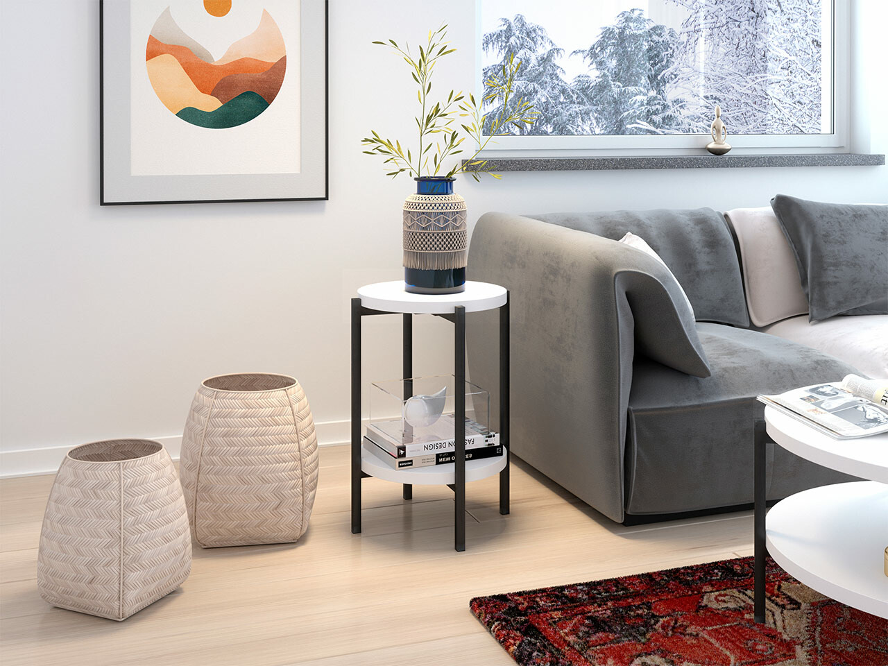 Bijzettafel Providence 179 (Wit + Zwart)