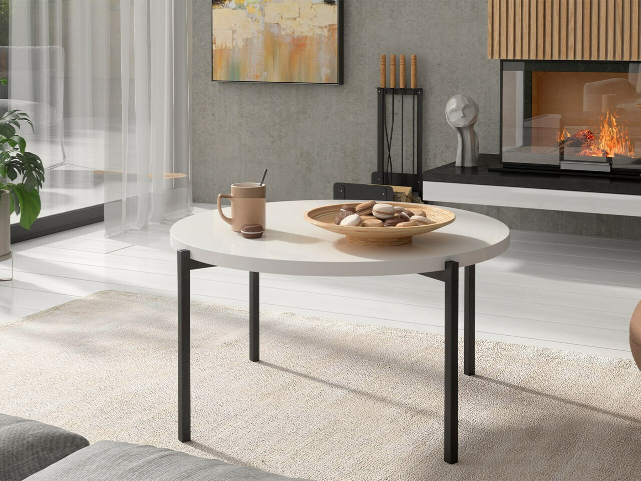 Salontafel Providence 176 (Glanzend wit + Zwart)