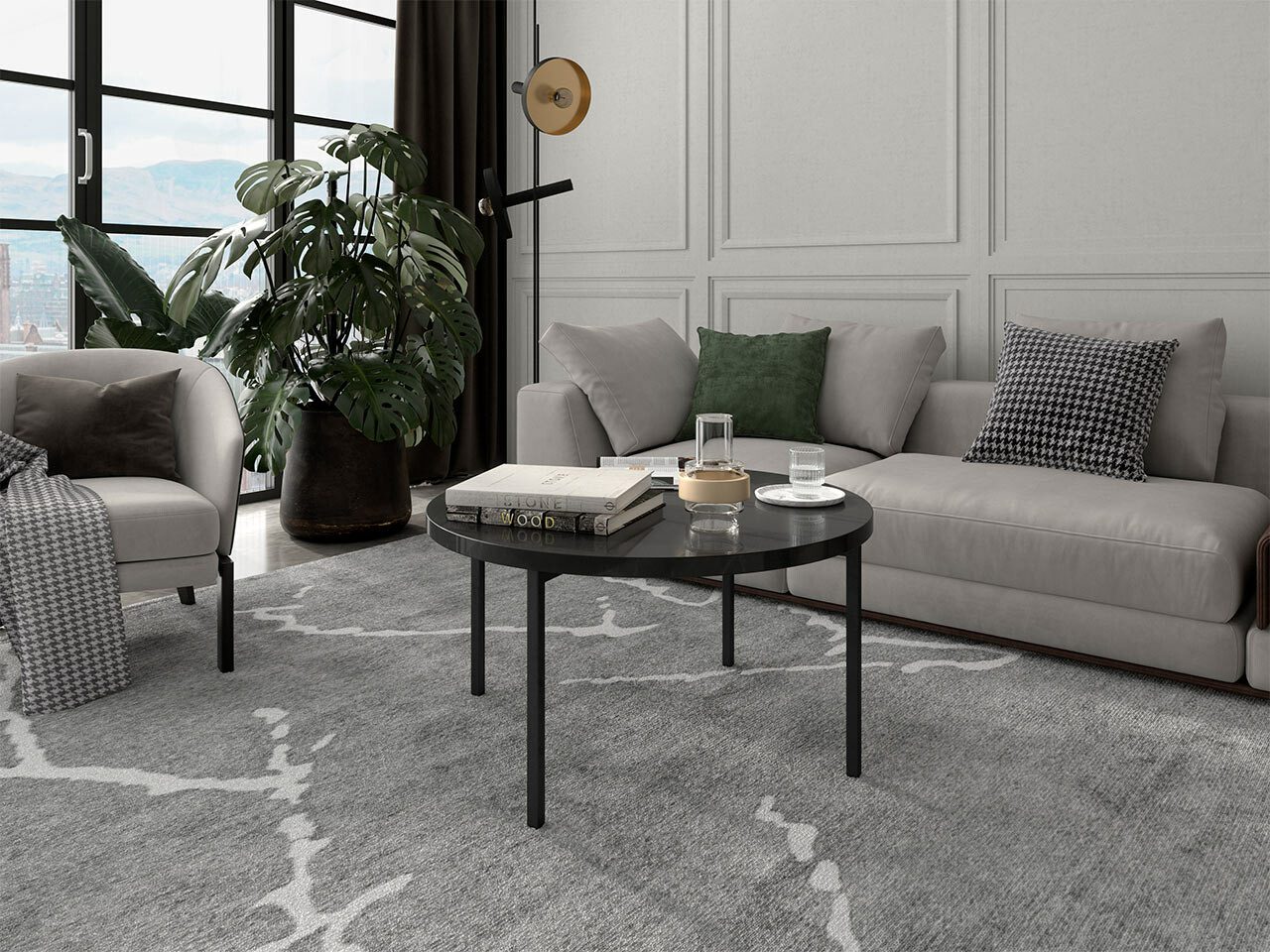 Salontafel Providence 178 (Glanzend zwart + Zwart)