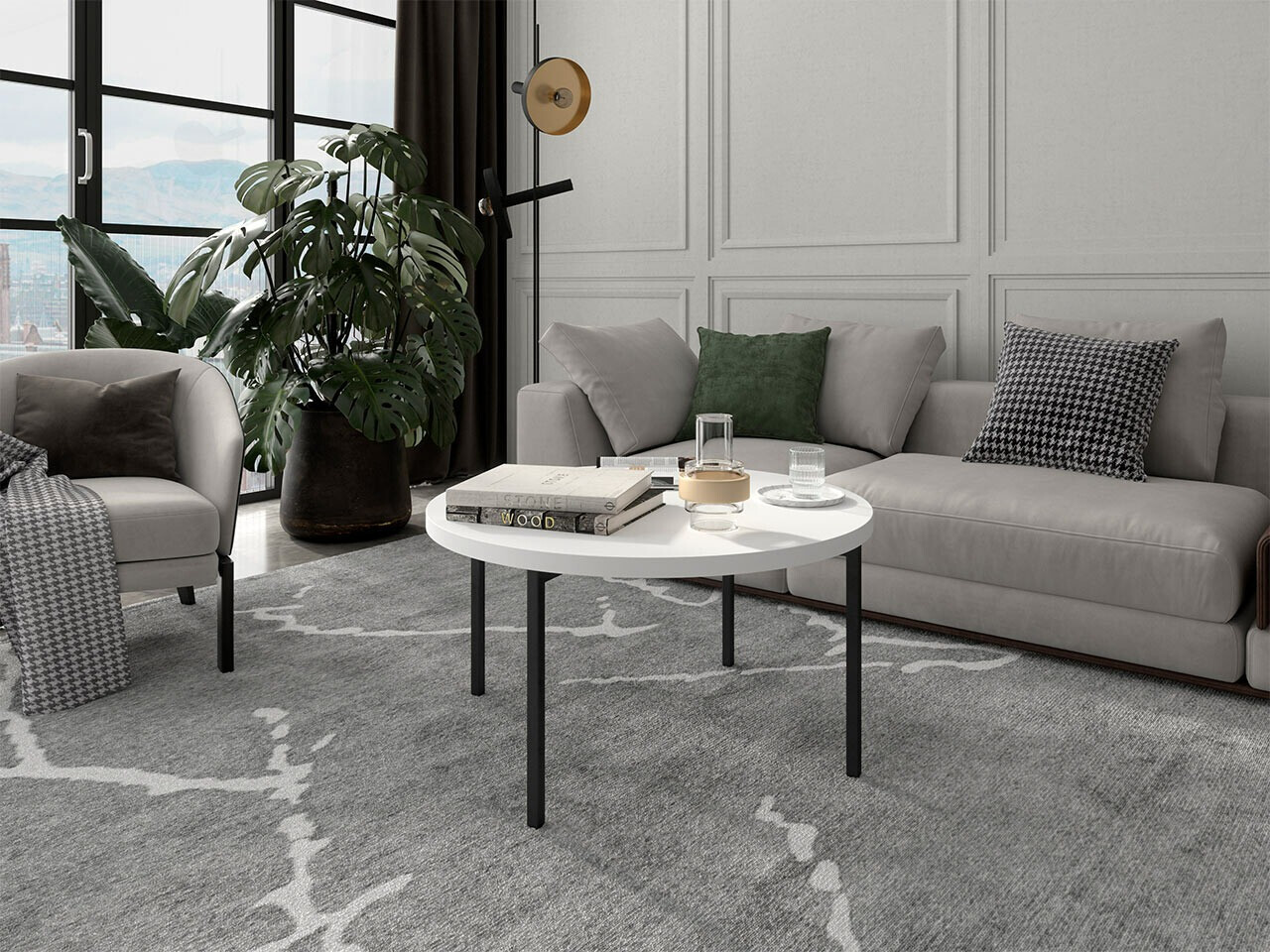 Salontafel Providence 178 (Wit + Zwart)