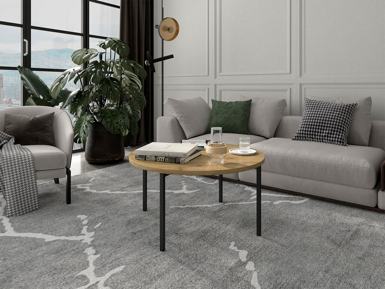 Salontafel Providence 182 (Artisan eiken + Zwart)