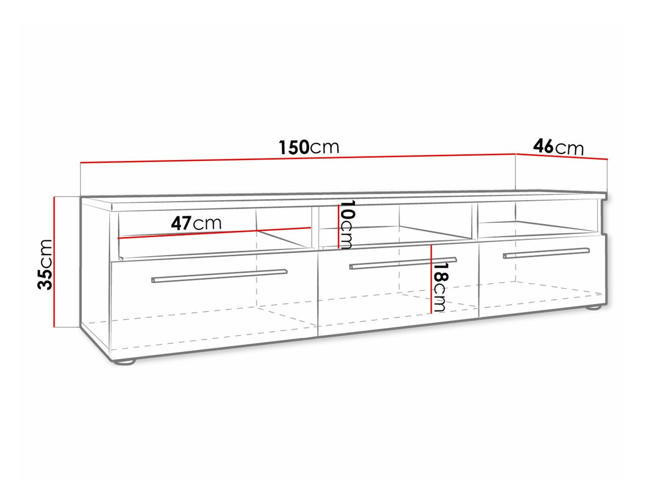 TV-meubel Uva I (Wit + Glanzend zwart)