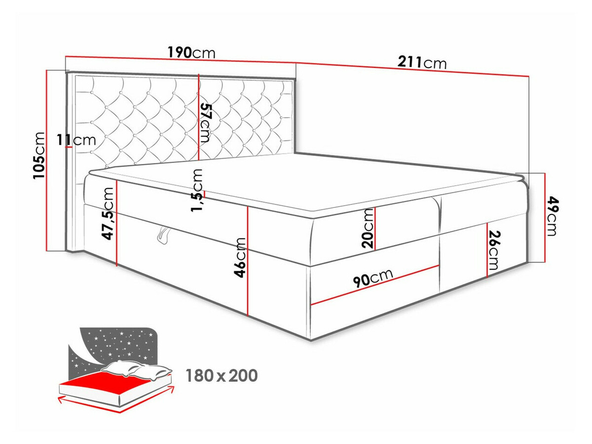Boxspring Baltimore 182 (Wotan eik + Faro 14)