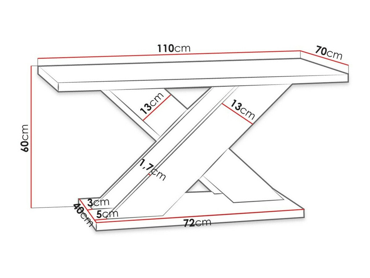 Salontafel Goodyear 116 (Glanzend wit + Beton)