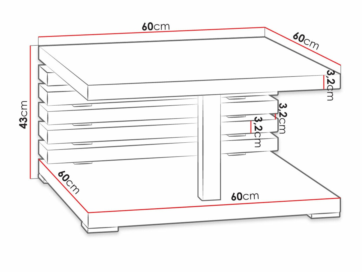 Salontafel Goodyear 123 (Artisan eiken + Zwart)