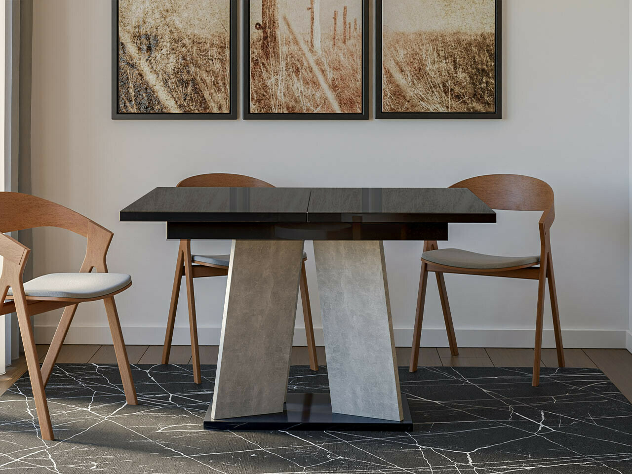 Tafel Goodyear 107 (Glanzend zwart + Beton)