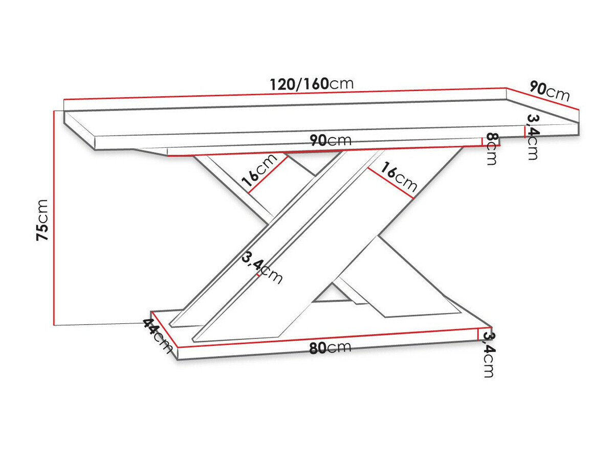 Tafel Goodyear 117 (Glanzend wit+ Beton)