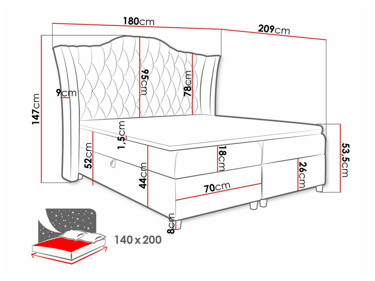 Boxspring Baltimore 183 (Fresh 4)