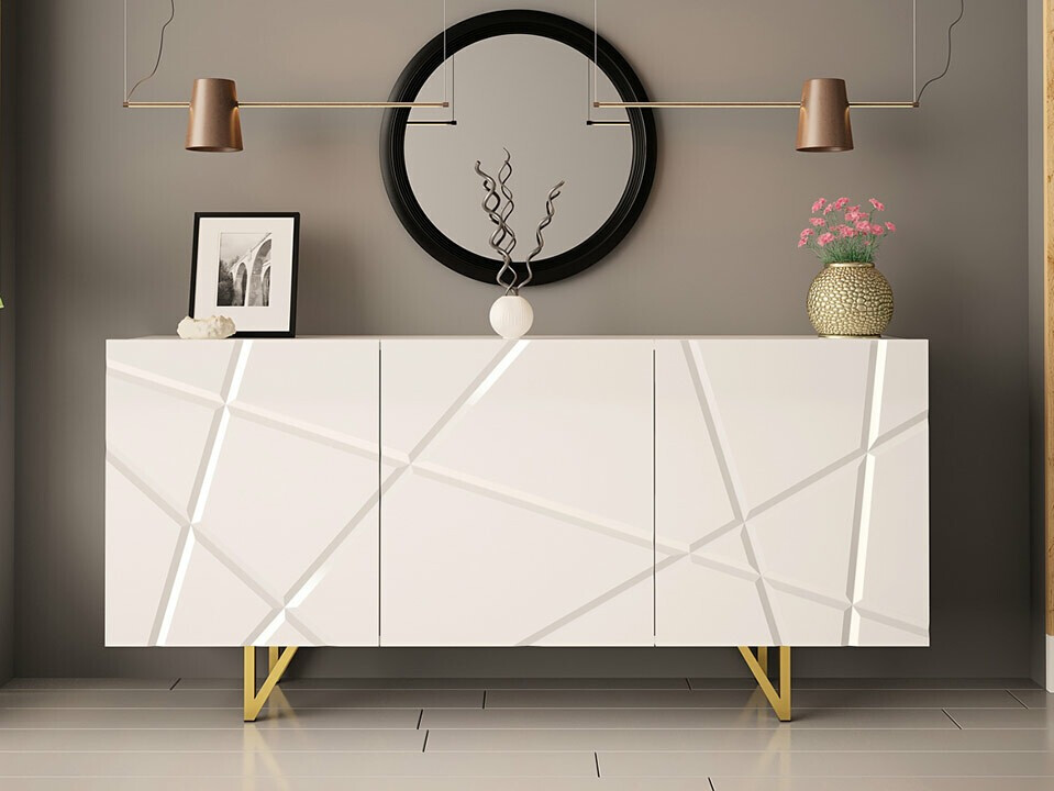 Dressoir Audis (Wit + Glanzend wit)