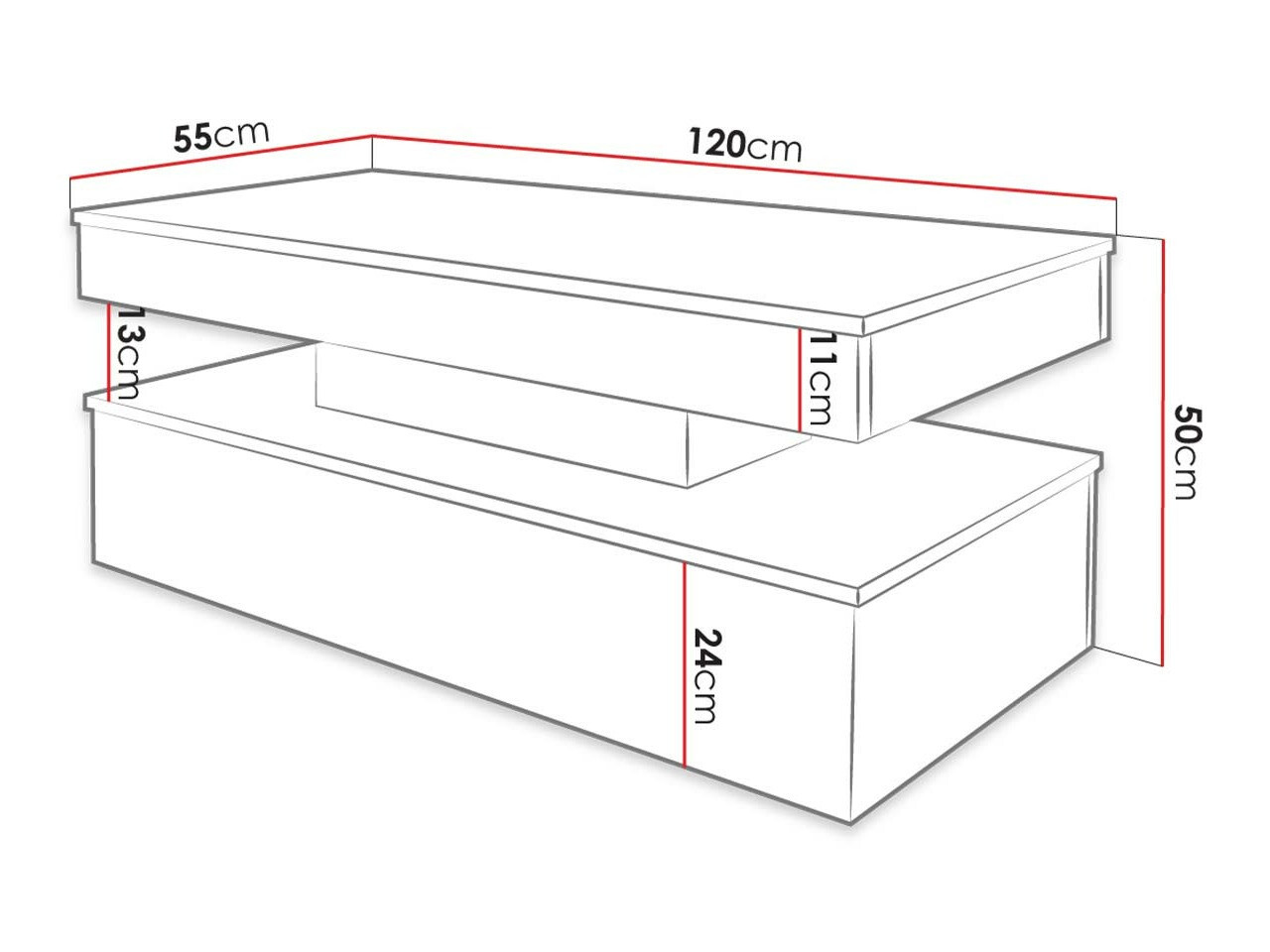 Salontafel Monfero (Wit + Glanzend wit)