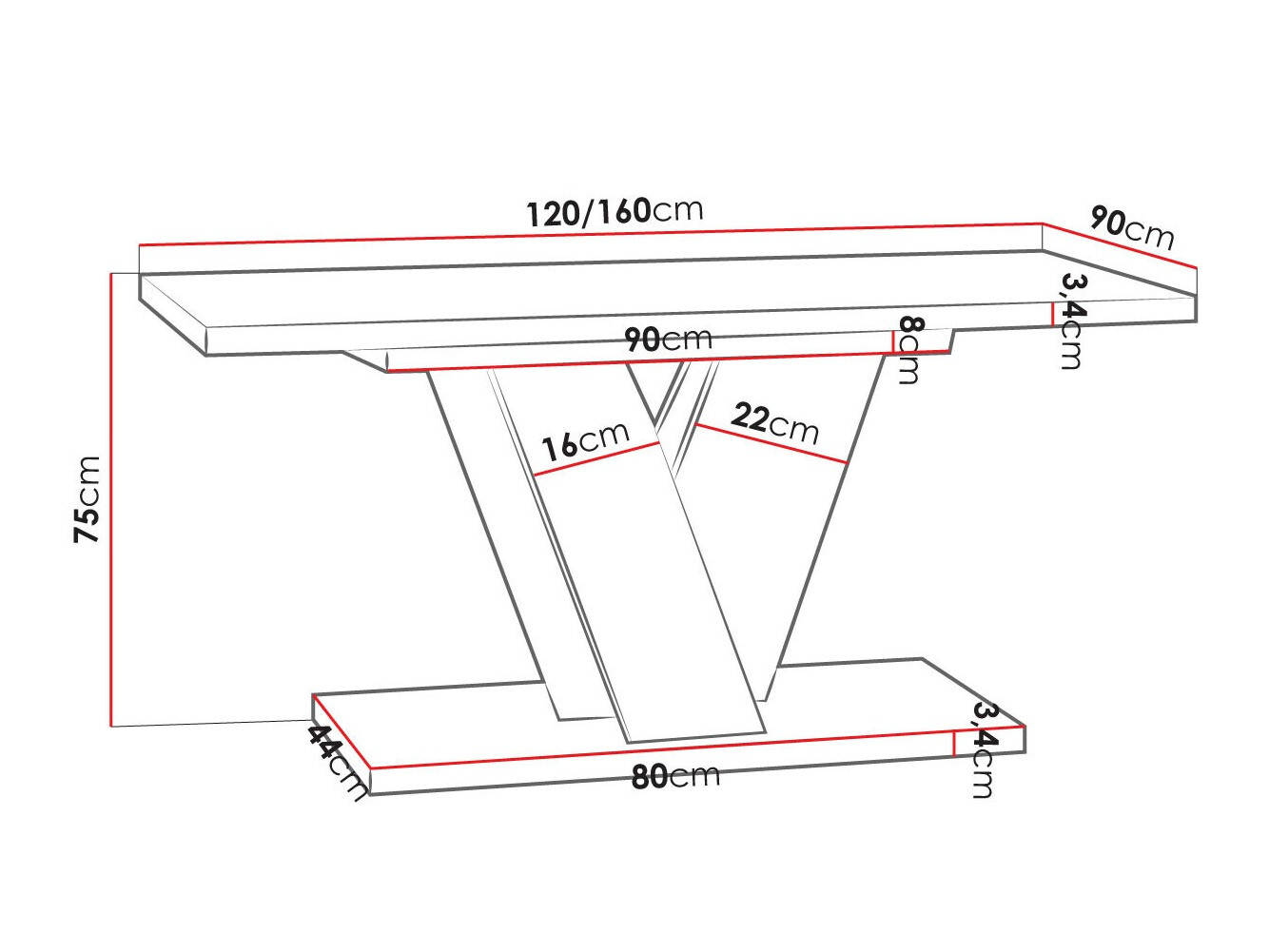 Tafel Goodyear 125 (Glanzend zwart + Beton)
