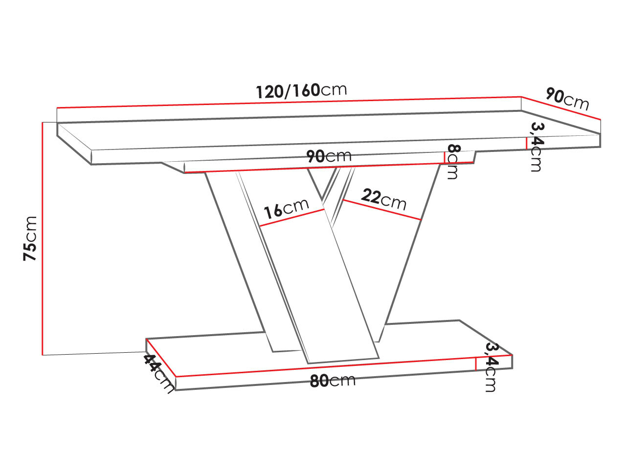 Tafel Goodyear 125 (Grijs + Zwart)