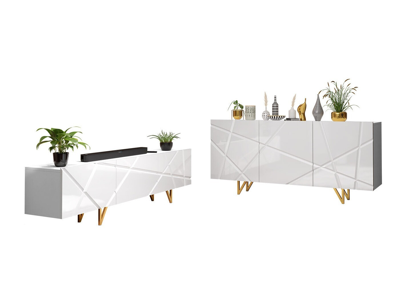 Woonkamerset Mavmave 102 (Wit + Glanzend wit)