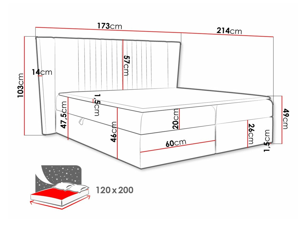 Boxspring Baltimore 184 (Magic Velvet 2260)