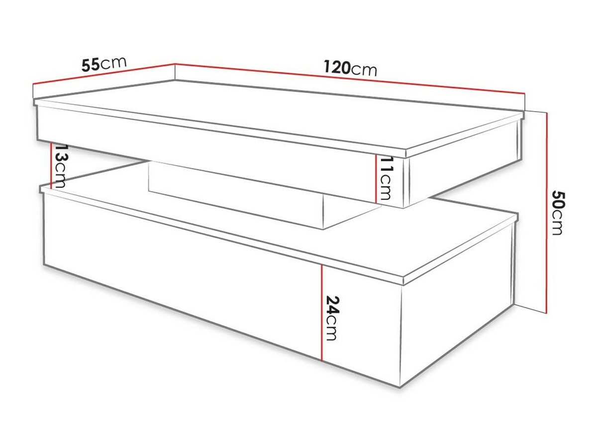 Salontafel Monfero (Zwart + Glanzend zwart)