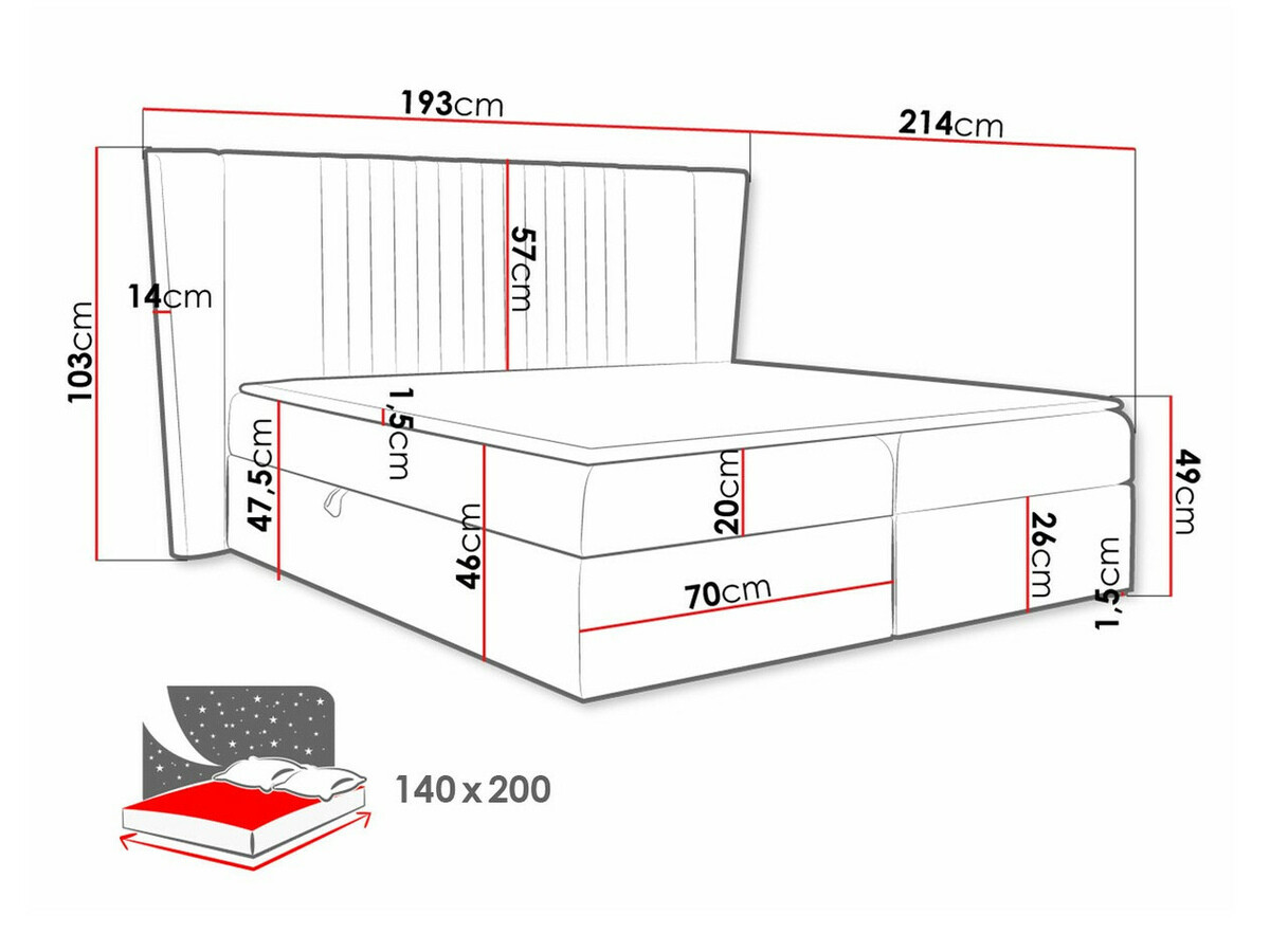 Boxspring Baltimore 184 (Magic Velvet 2217)