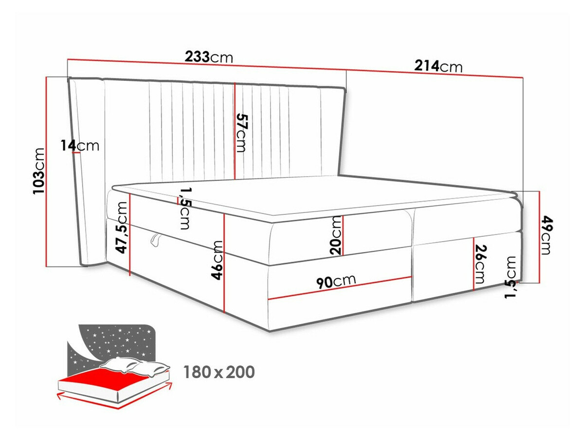 Boxspring Baltimore 184 (Magic Velvet 2217)