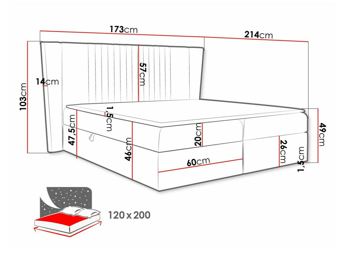 Boxspring Baltimore 184 (Magic Velvet 2239)