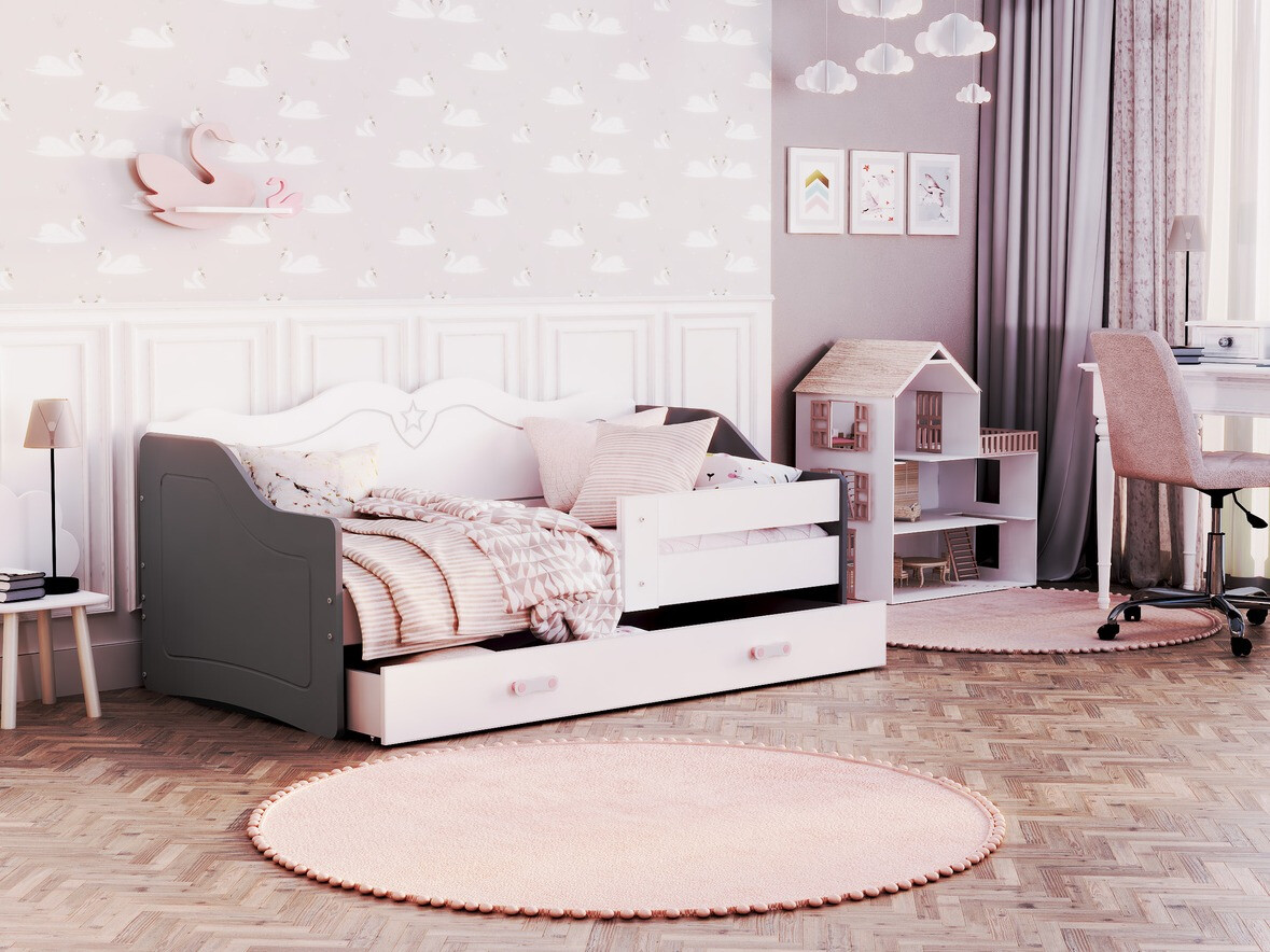 Bed Aurora 148 (Wit + Grijs)