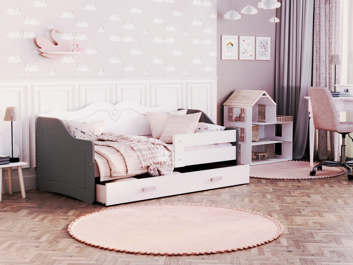 Bed Aurora 148 (Wit + Grijs)