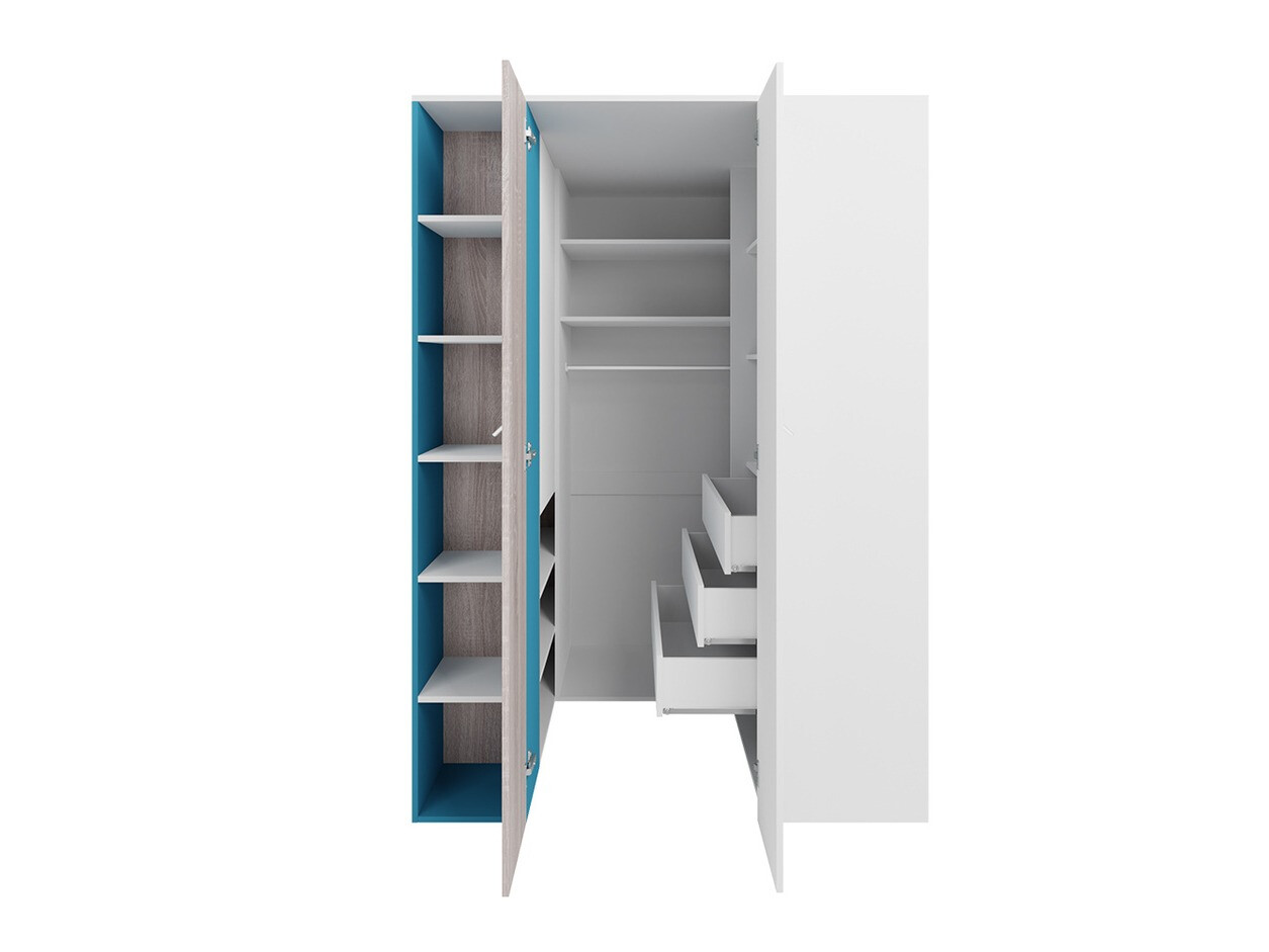 De reeks van de kinderkamer Camteso 115 (Wit + Eiken + Turquoise)