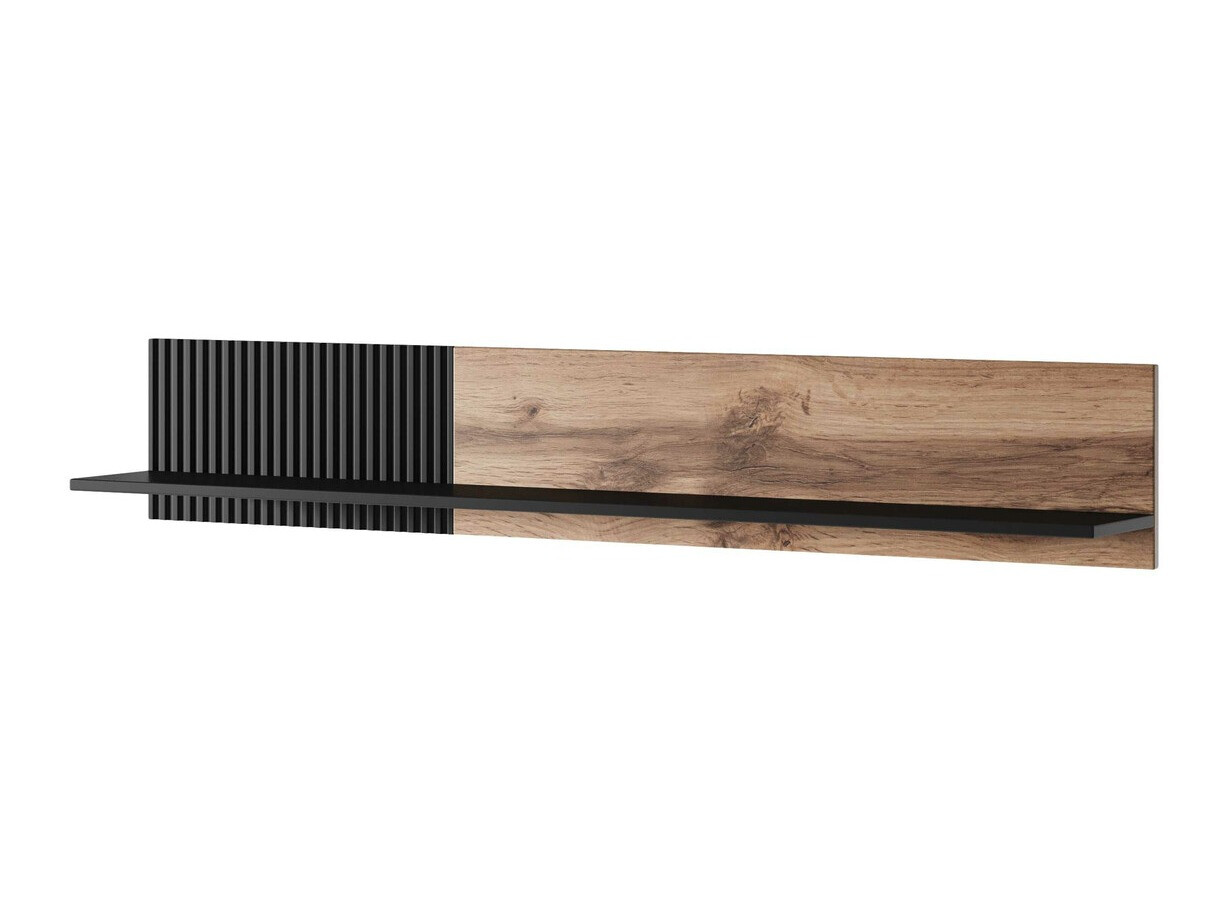 Wandplank Luelia 117 (Zwart + Wotan eik)