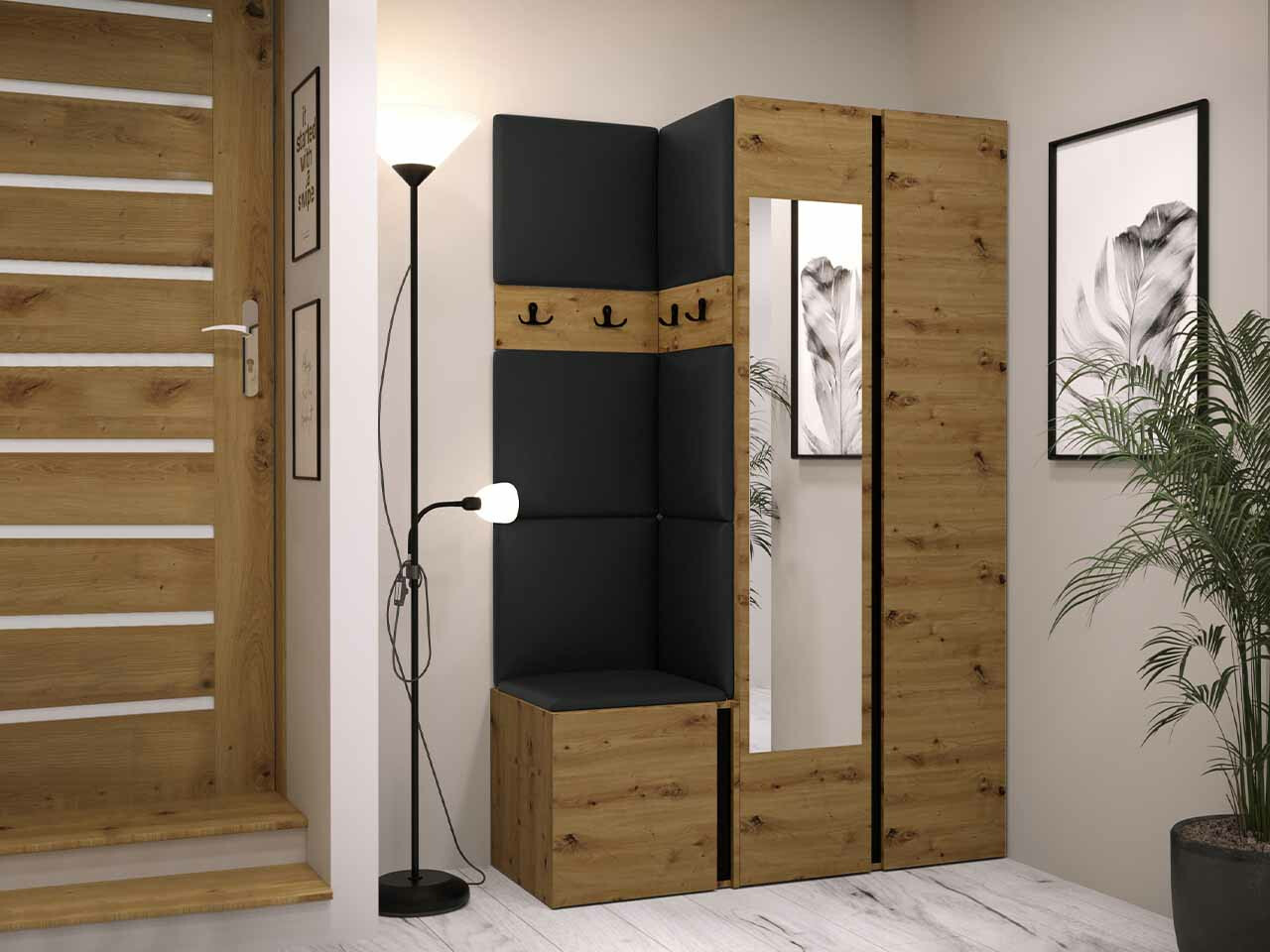 Gangmeubelset Hartford 350 (Artisan eiken + Zwart)