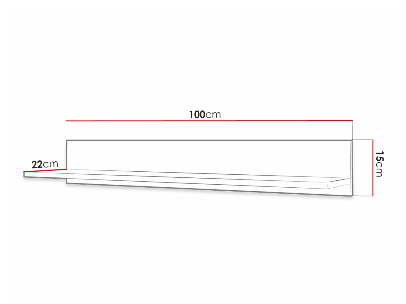 Wandplank Elblaru 129 (Zwart)