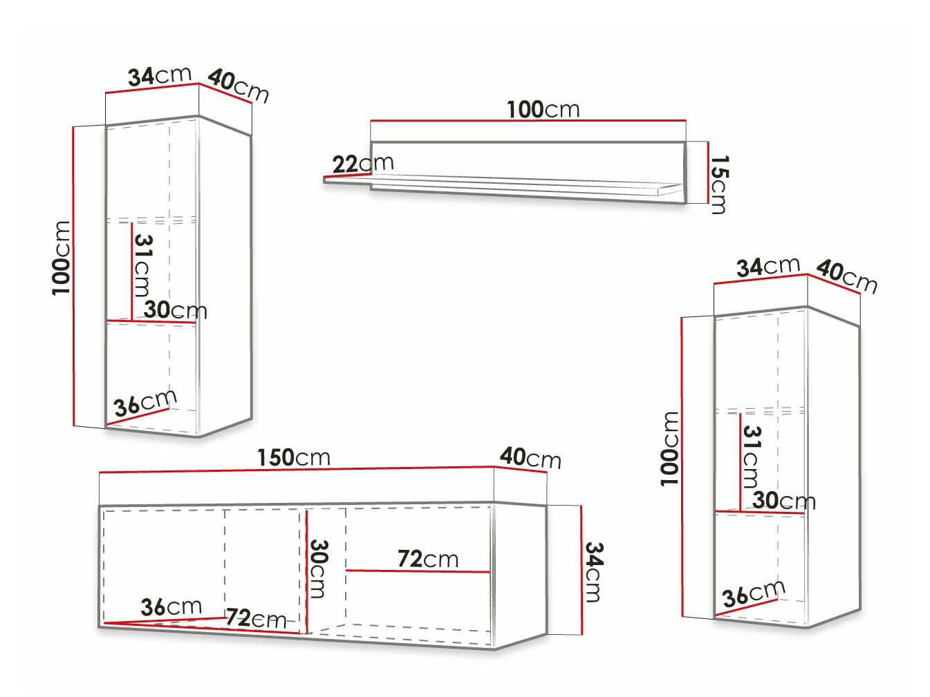Woonkamerset Anulio IX (Zwart)