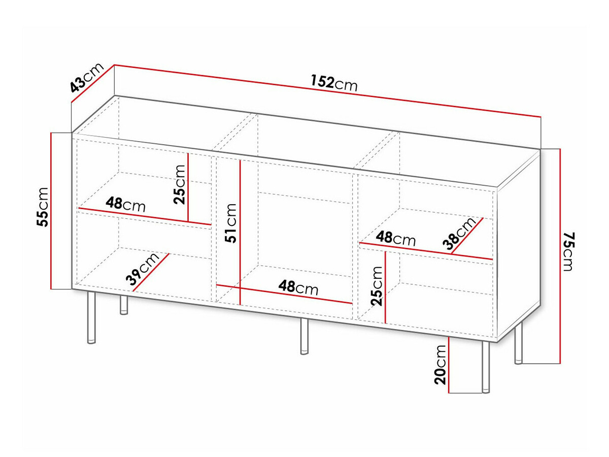 Dressoir Charlotte 169 (Zwart + Gouden)
